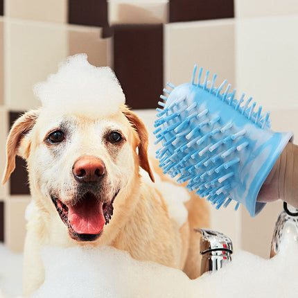 Portable Dog Paw Cleaner & Grooming Brush with Silicone Bristles | Easy Cleaning for Mess-Free Pet Care