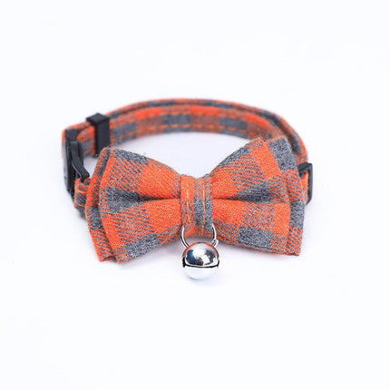 Check Pattern Cotton Dog Collar with Bowknot Option | Stylish and Comfortable Accessory for Pets in Vibrant Colors