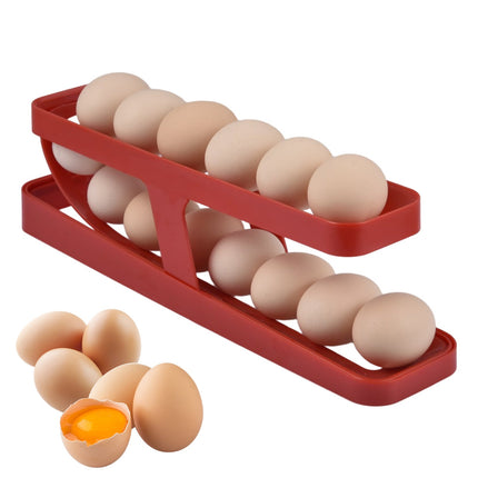 Automatic Rolling Egg Rack Holder with Gravity-Fed Design | Space-Saving Organizer for Easy Access in Kitchen