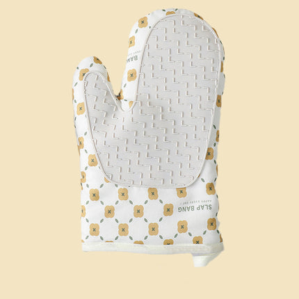 Heat Resistant Cotton Silicone Oven Mitts with Anti-Slip Grip | Safe Cooking for Hot Dishes and Pans