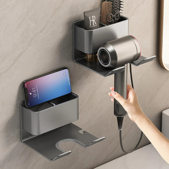 Hair Dryer Holder Wall Mounted, Blow Dryer Holder for Brushes and Cables