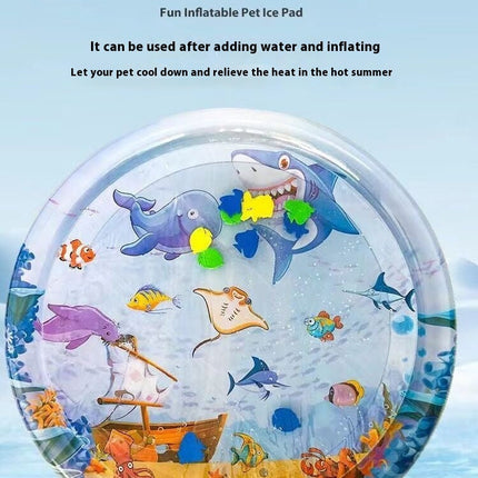 Summer Cooling Pet Water Bed with Fish Design | Inflatable Ice Pad for Dogs and Cats