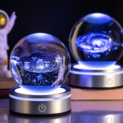 3D Carved Crystal Ball Night Lamp with USB Plug-In | Modern Home Decor for Warm Atmosphere