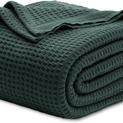 Cozy Haven | 100% Cotton Queen Blanket with Cooling Waffle Weave | Soft & Breathable for Summer Comfort