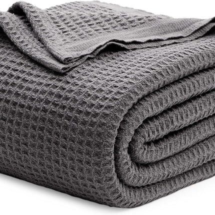 Cozy Haven | 100% Cotton Queen Blanket with Cooling Waffle Weave | Soft & Breathable for Summer Comfort