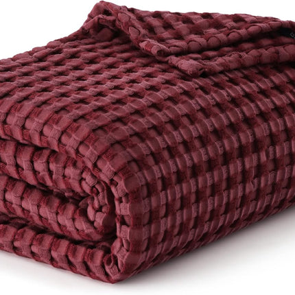Cozy Haven | Cooling Waffle Queen Blanket with Lightweight Cotton & Bamboo | Soft Summer Throw for Hot Sleepers