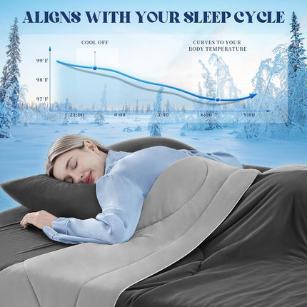 Cooling Comforter | Double-Sided Cooling Blanket for Hot Sleepers | Breathable Ice Fabric for Ultimate Comfort