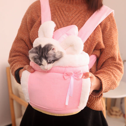 Cute Japanese & Korean Style Cat Bag with Soft Velvet Material | All-in-One Solution for Pet Essentials