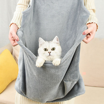 Soft Plush Pet Apron in Grey with Adjustable Straps | Comfortable Bomao Design for Small Pets