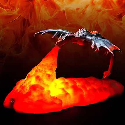 3D-Printed Dragon Night Light with Fiery Glow | Rechargeable LED Decor for Fantasy Lovers