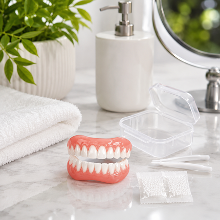 Vepine Moldable Silicone Dentures | Custom Fit False Teeth Set for Daily Use and Special Occasions