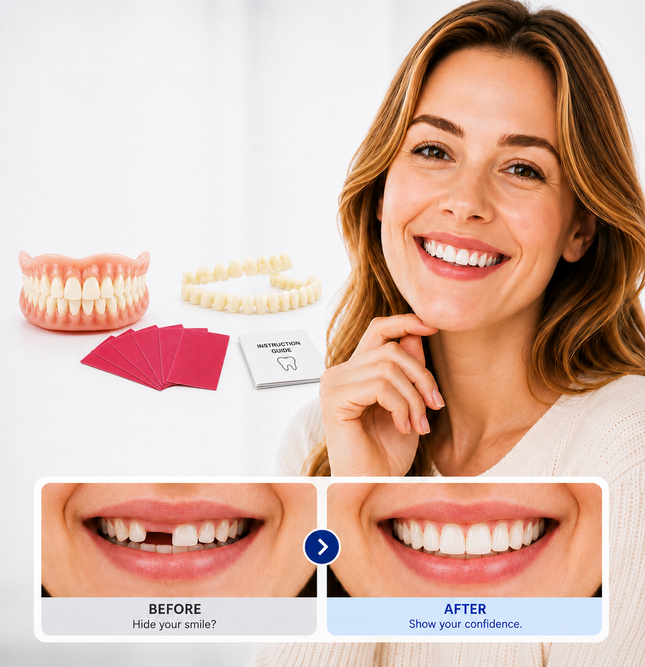 Vepine | Natural-Looking Temporary Denture Teeth with Custom Fit | Easy At-Home Solution for Confident Smiles