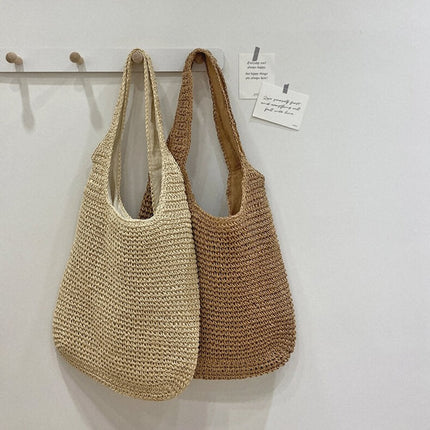 Straw Beach Bag, Handwoven Boho Straw Bag for Women and Summer Picnic – image 5