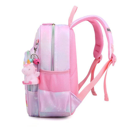 Kids Backpack with Unicorn Charm, Pink Backpack for School