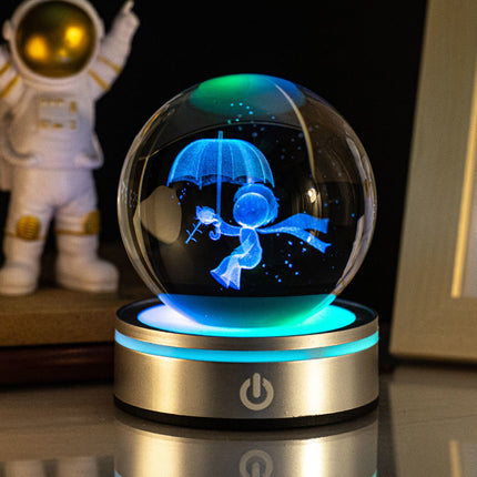 3D Carved Crystal Ball Night Lamp with USB Plug-In | Modern Home Decor for Warm Atmosphere