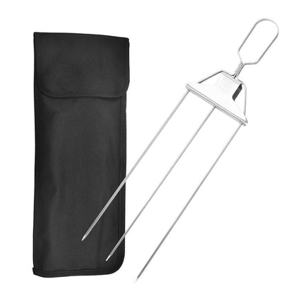 3-Prong Stainless Steel BBQ Skewers with Ergonomic Handle | Durable Grilling Tool for Even Cooking and Easy Food Removal