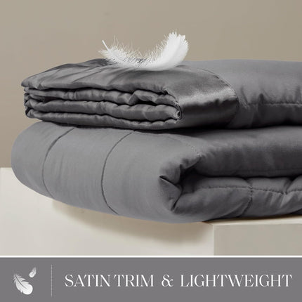 Windom Collection | Down Alternative Blanket with Moisture-Wicking Treatment | Lightweight & Soft Bed Cover for All Seasons, Satin Trim