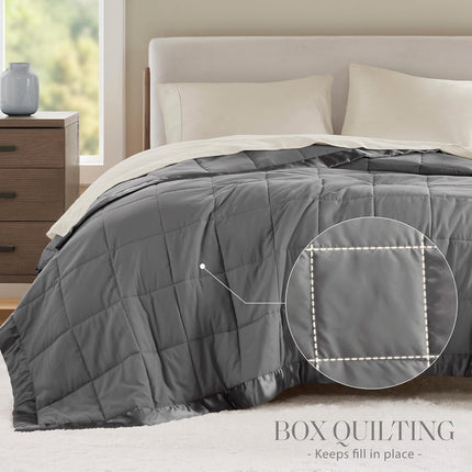 Windom Collection | Down Alternative Blanket with Moisture-Wicking Treatment | Lightweight & Soft Bed Cover for All Seasons, Satin Trim