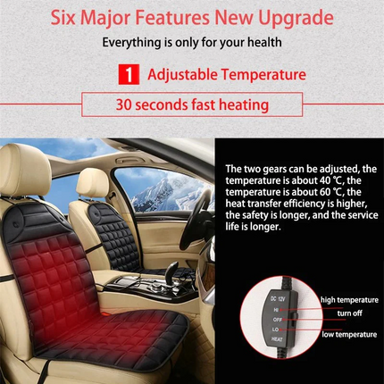 Heated Car Seat Cushion, 12V Car Seat Heater with Auto Temperature Control