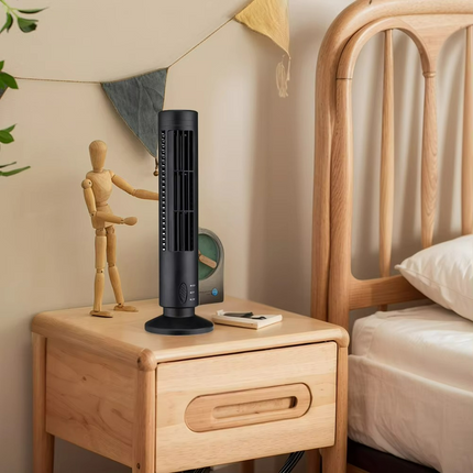 Bladeless Tower Fan, Mini USB Desk Fan, Slim Cooling Fan and Air Circulator with 2 Speed Settings