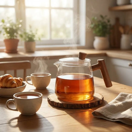 Borosilicate Teapot with Wooden Handle, Small Tea Maker for Loose Leaf Tea – image 5