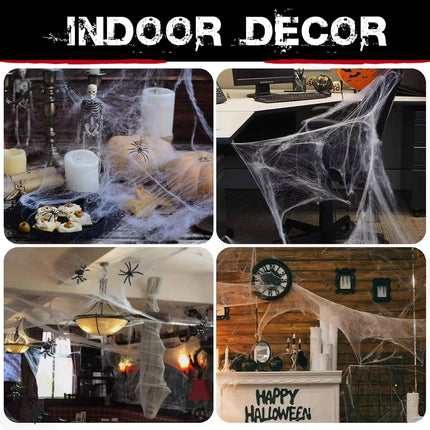 Spider Webs with Spiders 200 sq ft, Halloween Party Decor with Fake Spiders – image 9