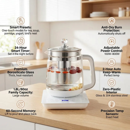 Electric Tea Kettle with Infuser, Glass Electric Water Kettle