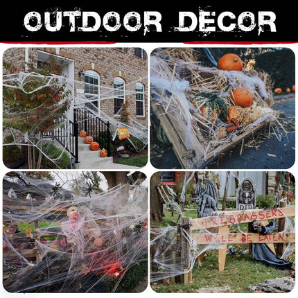Spider Webs with Spiders 200 sq ft, Giant Spider Web Halloween Door Decoration – image 8