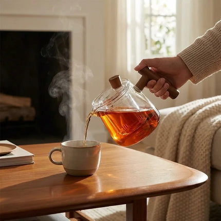 Borosilicate Teapot with Wooden Handle, Tea Lover Gift – image 6