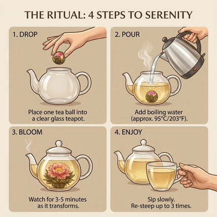 Pu Erh Tea Balls, Blooming Flower Tea with Real Dried Flowers – image 4