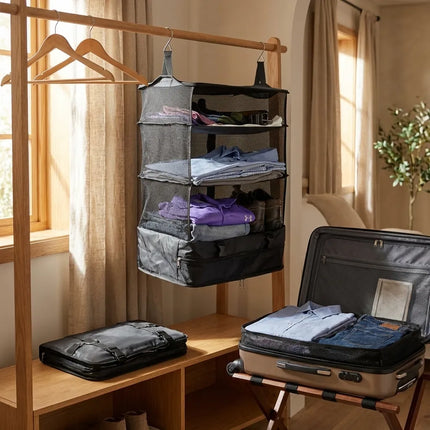 Hanging Closet Organizer for Travel, Travel Laundry Bag and Suitcase Organizer