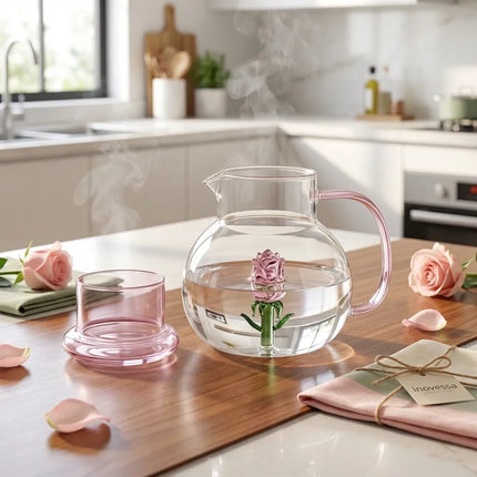 Glass Teapots, Heat Resistant Glass Teapot with Glass Flower Inside – image 10