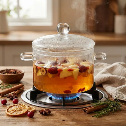 Glass Simmer Pot, Clear Cooking Pot with Lid – image 4
