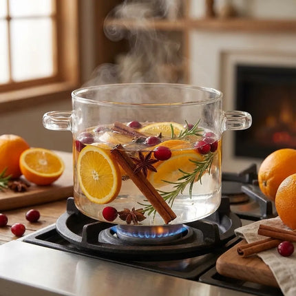 Glass Simmer Pot, Borosilicate Glass Cookware for Stovetop Soup and Tea