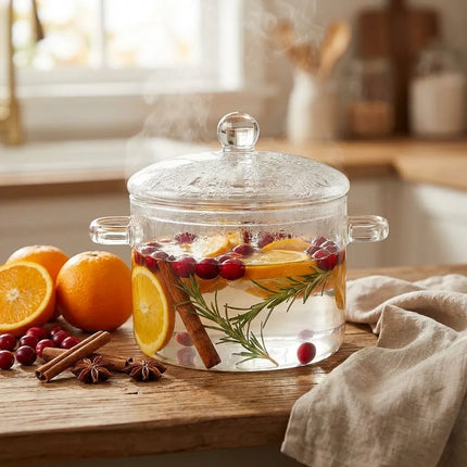 Glass Simmer Pot, Clear Cooking Pot with Lid – image 6