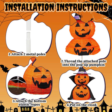 Halloween Pumpkins 3 ft 2 Pack, Collapsible Giant Pumpkin Halloween Decorations Outdoor – image 7