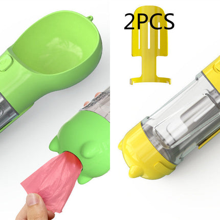 Portable 3-in-1 Dog Water Bottle with Food Compartment & Waste Bags | Hydration and Feeding Solution for Outdoor Adventures