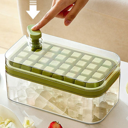 One-Press Ice Cube Maker Tray with Stackable Lid | BPA-Free Molds for Effortless Ice Preparation