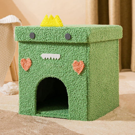 Composite Wood Pet Nest with Soft Teddy Velvet Cover | Semi-Enclosed Design for Comfort and Privacy