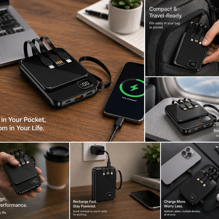 Vepine Magnetic Power Bank 5000mAh – Best Portable Charger with Fast Charging | Compact Magnetic Portable Power Bank for iPhone & Android