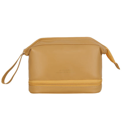 Large Capacity PU Leather Travel Cosmetic Bag with Zipper Pouch | Stylish Organizer for Makeup and Essentials