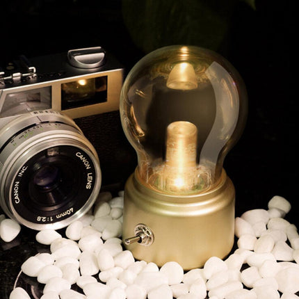 Retro Desk Lamp with USB Charger & LED Bulbs | Vintage Handheld Light for Home and Travel