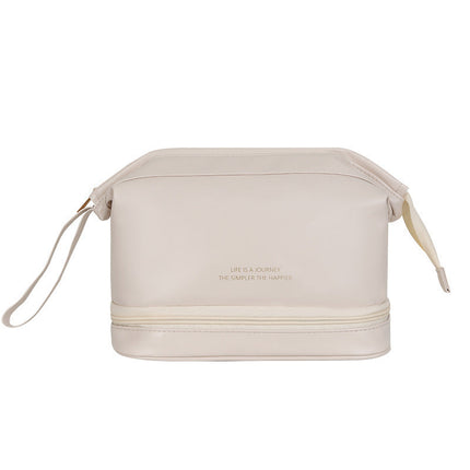 Large Capacity PU Leather Travel Cosmetic Bag with Zipper Pouch | Stylish Organizer for Makeup and Essentials