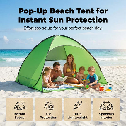 Pop Up Tent for Beach, Beach Tent with 98% UV Protection for 2 to 4 Persons, Automatic Tent for Beach Shade