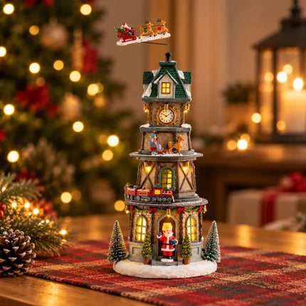 Christmas Village Set with Lights and Music, Moving Christmas Train – image 11