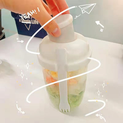Leak-Proof Salad Cup Container Set with Fork & Dressing Holder | BPA-Free 1000ml Food Storage for Healthy On-the-Go Meals