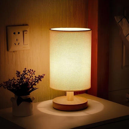 Dimmable Organic Glow Lamp with Remote Control | Natural Wood and Cloth Design for Adjustable Lighting