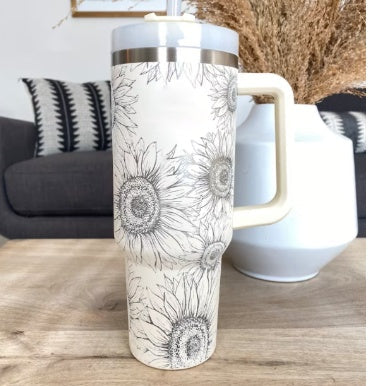 40 Oz Insulated Tumbler with Handle & Straw | Double-Wall Vacuum Insulation for Hot or Cold Beverages
