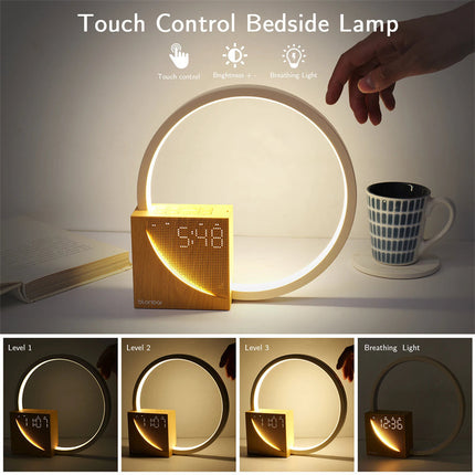 Touch Table Lamp with Alarm Clock & Natural Sounds | 3 Brightness Levels for Relaxation and Focus