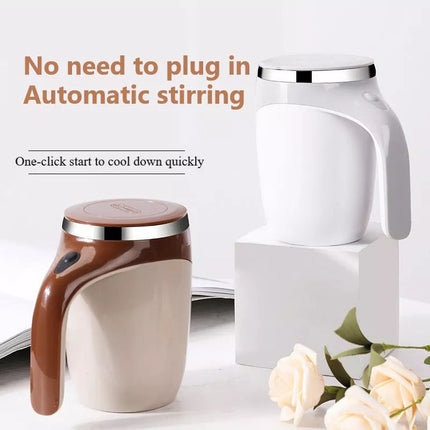 Rechargeable Automatic Stirring Coffee Mug with Stainless Steel Liner | Effortless Mixing for Home and Office